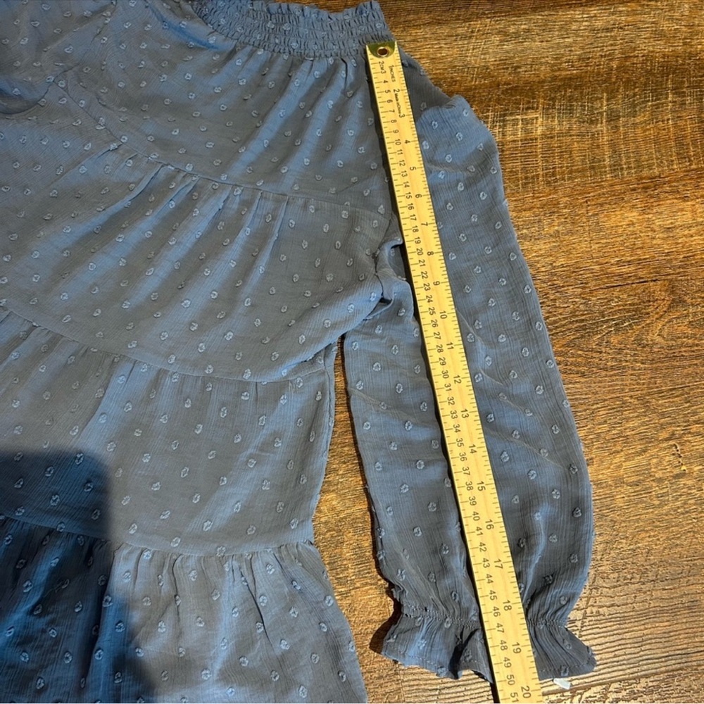 Monteau Blue Ruffle Neck Blouse S - Picture 8 of 9